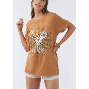 O'Neill Women's Golden Brown Oversized Sunset Scene Tee Size XL